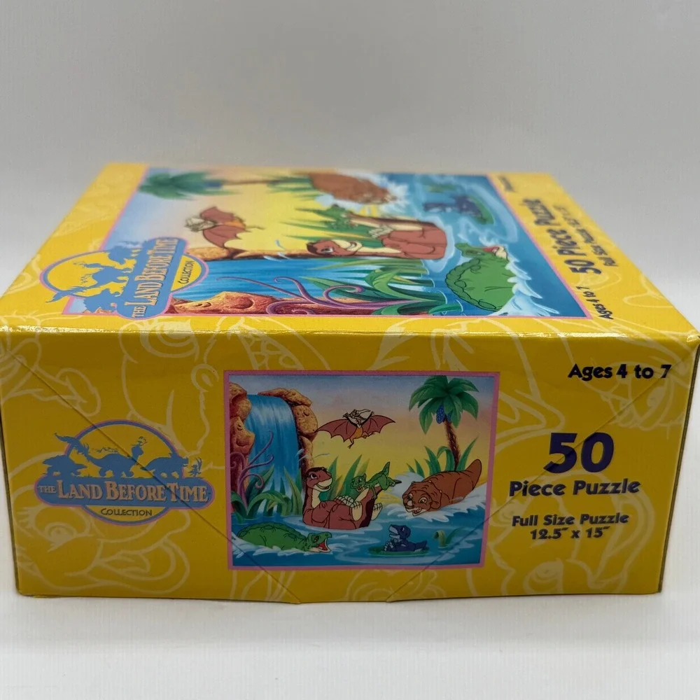 Pressman Land Before Time Puzzle Kids 12.5x15 Yellow 50 Piece Vintage Dinosaur